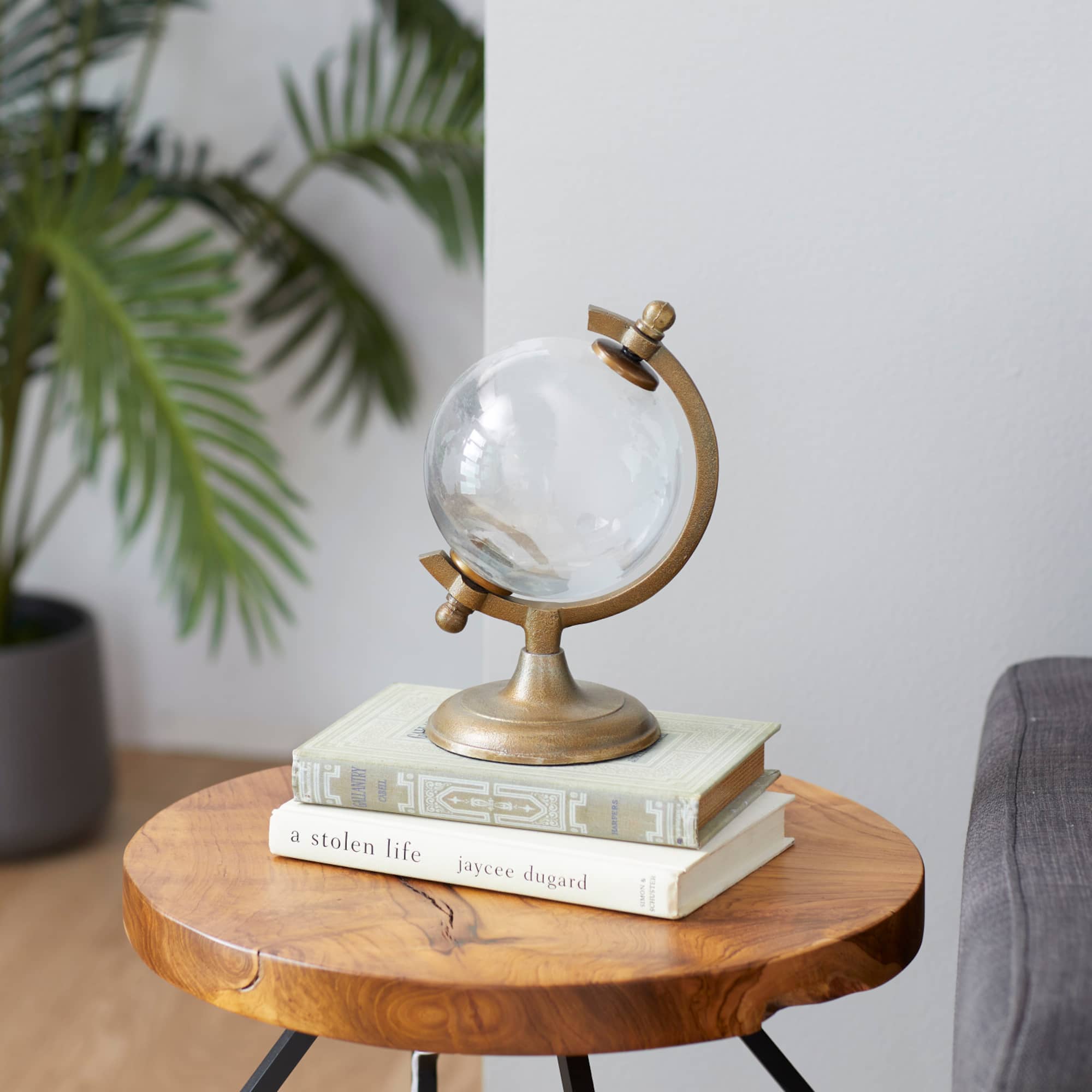 9" Contemporary White Glass Globe with Aluminum Base